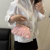 Summer new beautiful flowers light luxury sweet solid color dinner bag high sense portable shoulder messenger bag women