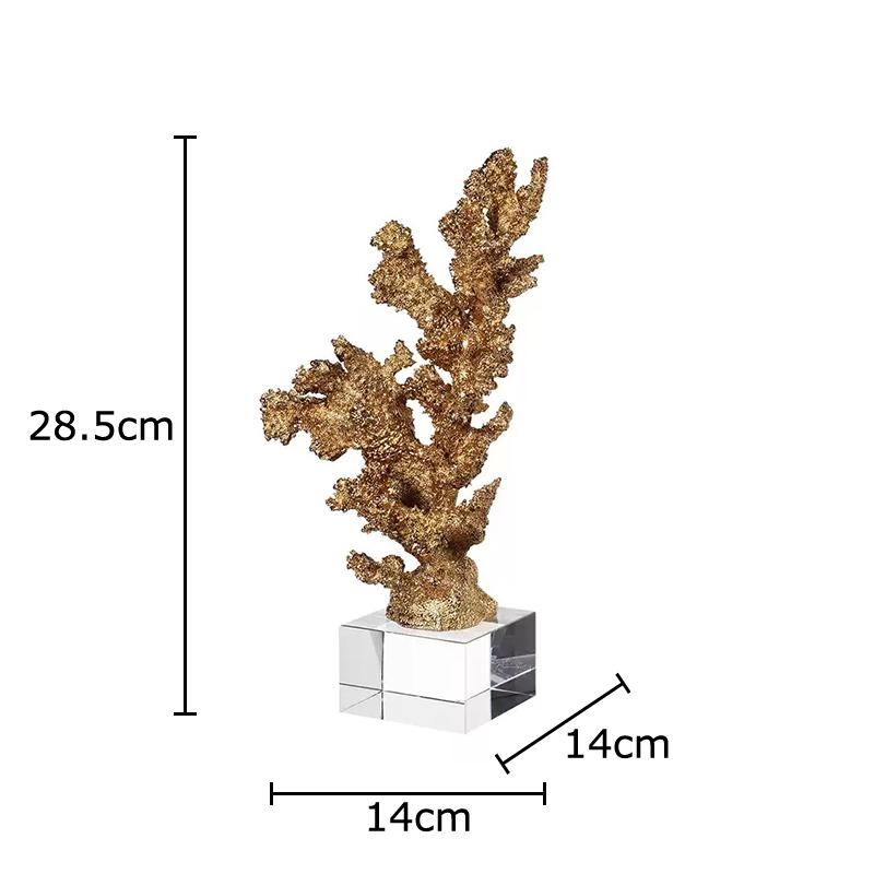 

Golden Simulated Coral Statue Crystal Base Desk Decoration Creative Ornaments Gold-plated Coral Sculpture Room Aesthetic Decor