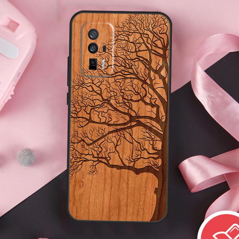 Tree Flower Bamboo Wood Case For Xiaomi 14 Ultra Mi 15 13 11T 12T 13T 14T Pro POCO X7 Pro X3 X5 X6 F5 F6 F7 Cover