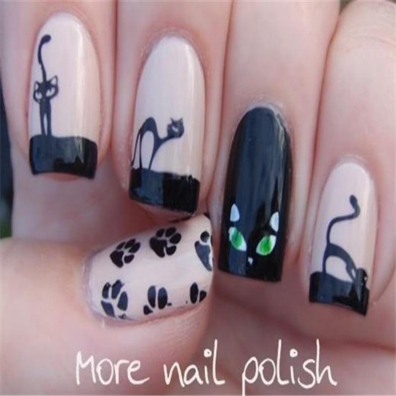 1 Arkusz 12 Rodzaje Woda Przenieś Nails Art Naklejka Kot Wzory Nail Wraps Naklejka