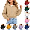 Farbiger kurzer Kapuzenpullover für Mädchen, lässiger Pullover für Herbst und Winter, Alltagsbekleidung