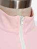 Kids Girls Color-block Equestrian Shirt Zip-up Stand Collar Short Sleeve Athletic Tops for Horse Riding Running Golf Tennis Practice