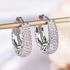 925 Silver Dazzling CZ Stone Hoop Earrings For Women Vintage Simple Zircon Circle Drop Earrings Elegant Party Jewelry