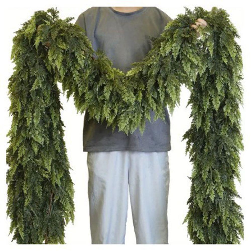 Real Touch Realisticl Green Garland Pine Needles Artificial Pine Tree Decor Outdoor