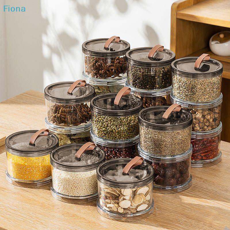 Stackable Airtight Food Storage Jars, Clear Plastic Spice Containers with Lids for Kitchen Pantry