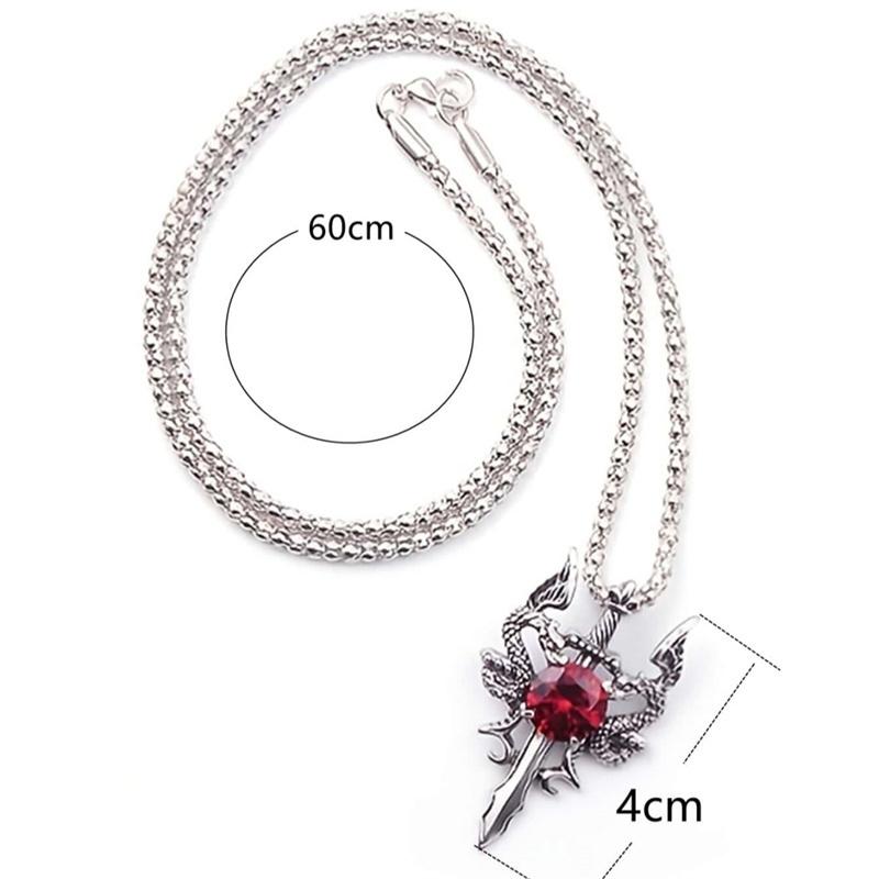 Gothic Retro Rhinestone Cross Dragon Sword Pendant ins Hip-Hop Men's Fashion Personality Versatile Necklace Jewelry Accessories
