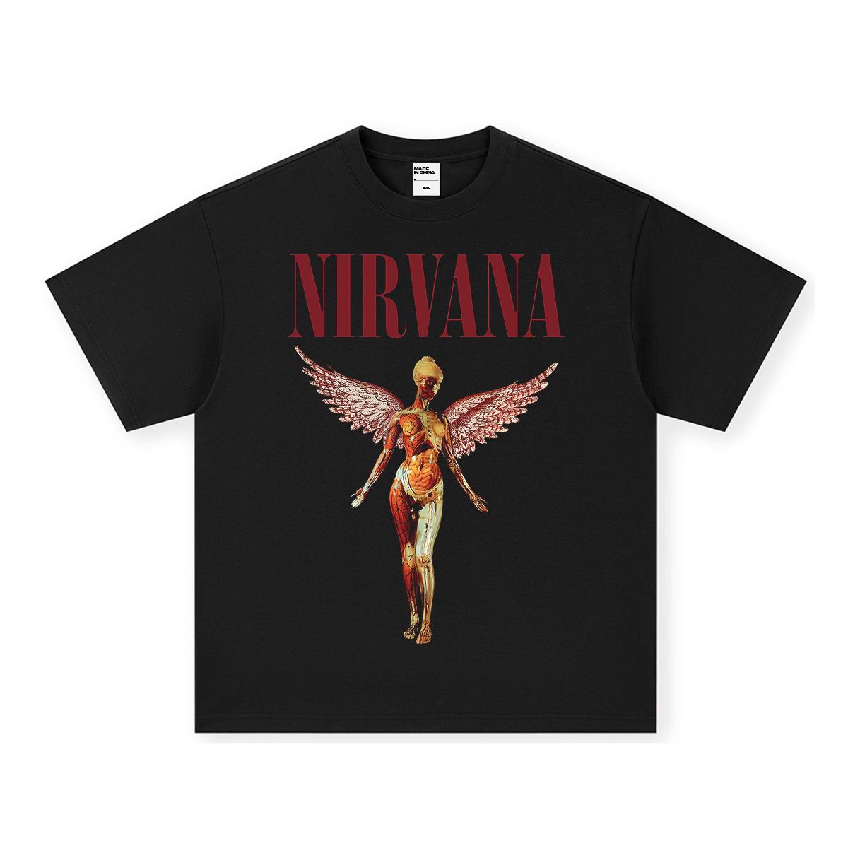 Винтажная американская ретро мужская футболка NIRVANA с коротким рукавом, тяжелая, стираная XXL