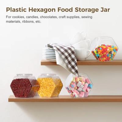 Hexagonal Candy Cookie Jar Plastic Clear Packaging Jars High-capacity Sealed Food Storage Container Countertop Organizer