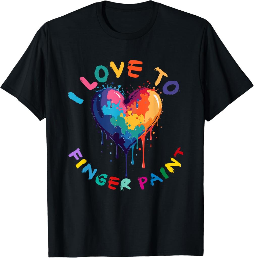 I Heart Love To Finger Paint Im Paint Cute Couples Valentines Day Unisex and Womens Gender Gift Tshirt Harajuku Vintage Top