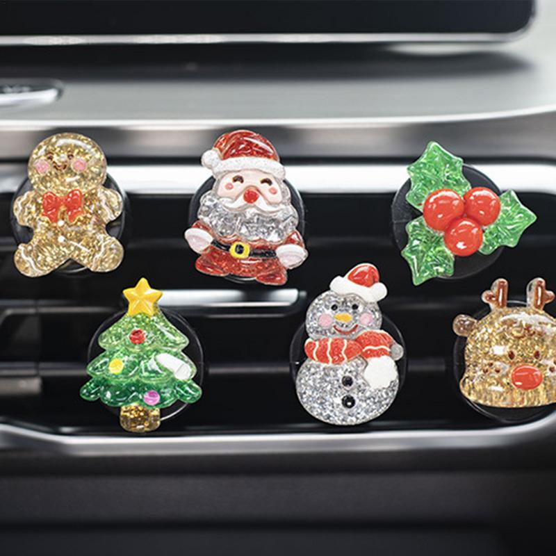 Christmas Car Air Freshener 6 Pieces Seasonal Auto Fragrance Clips Christmas Aromatherapy Decor For Minivans Trucks SUVs