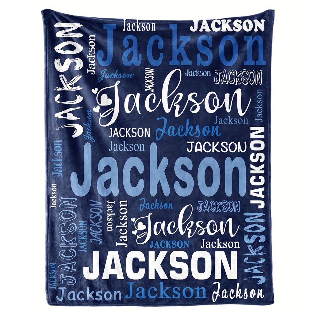 Personalized Custom Blanket For Adult Kids Customizable Name Flannel Blanket Soft Cozy For Bed Sofa Travel Perfect Birthday Gift
