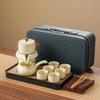 Chinese Lazy Tea Set, National Style Simple Style Automatic Tea Making Household Portable Stone Grinding Teapot
