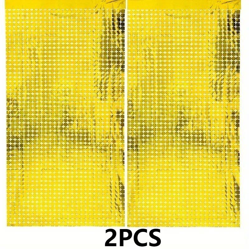 2PCS Shiny Tassel Rain Silk Curtain Background Decoration Birthday Party Wedding Christmas Home Wall Decoration Supplies