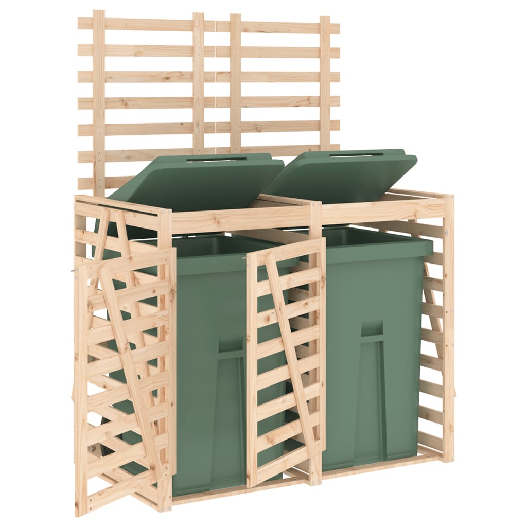 2 Bin Wooden Waste Bin Enclosure Solid Pine Wood