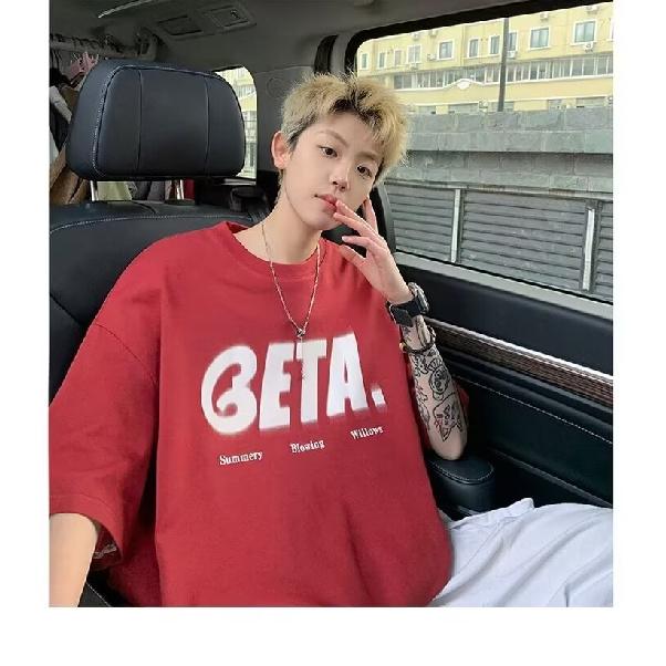 Pánské trendy tričko s krátkým rukávem s kulatým výstřihem a kulatým výstřihem na léto Volný ležérní top