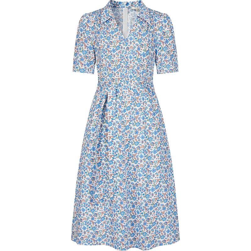 JUZUI Women s 2025 Summer Floral Shirred Waist Maxi Dress L