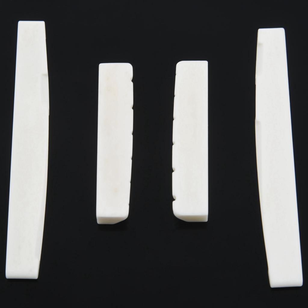 Classy-4 Sets Of 8Pcs 6 String Acoustic Guitar Bone Bridge Saddle And Nut Made Of Real Bone