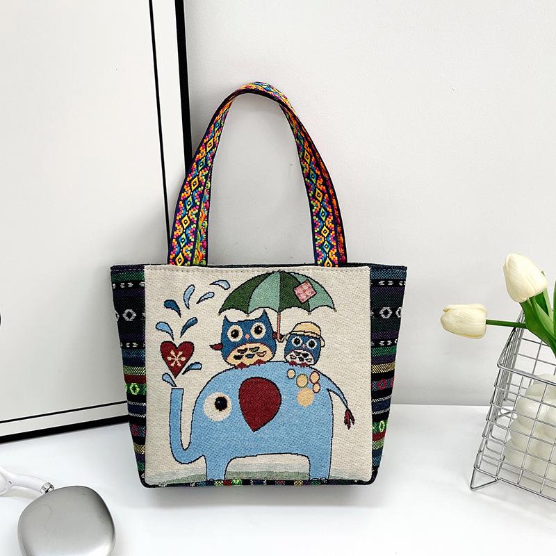 

Вышитая ручная сумка литературная ретро на плечо женская большой вместимости льняная вышитая сумка женская