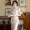Womens Modern Qipao Dress In Bamboo Linen Retro Vintage Fit Short Sleeve Daily Wear 2025
