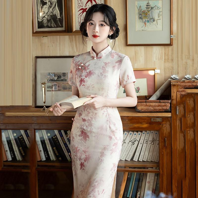 Womens Modern Qipao Dress In Bamboo Linen Retro Vintage Fit Short Sleeve Daily Wear 2025