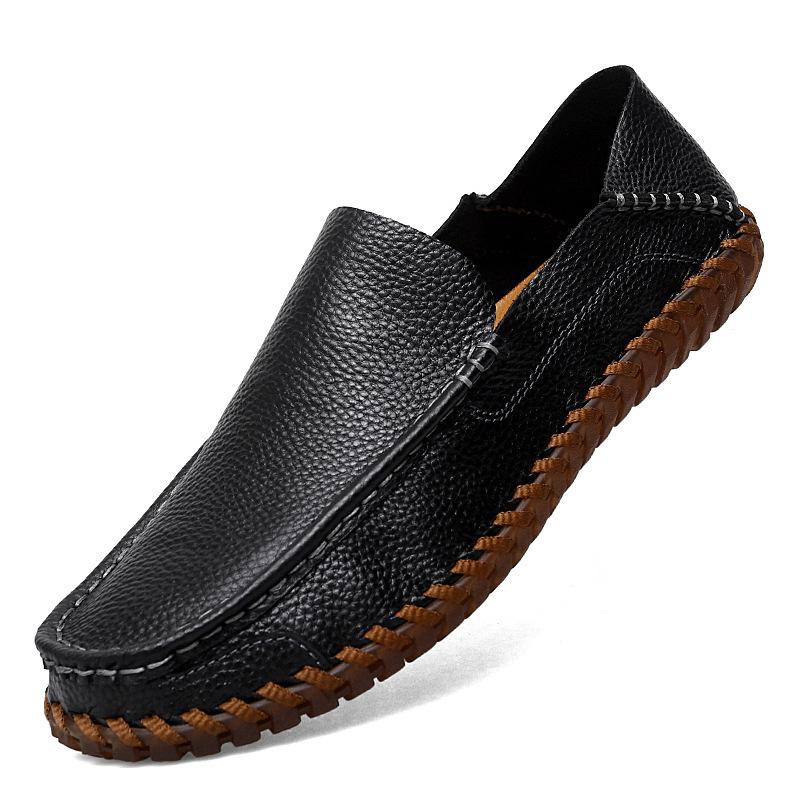 Large Size 48 Spring and Autumn Breathable Casual Beef Tendon Sole Driving One Pedal Doudou Shoes Soft Sole Leather Handmade Men's Shoes