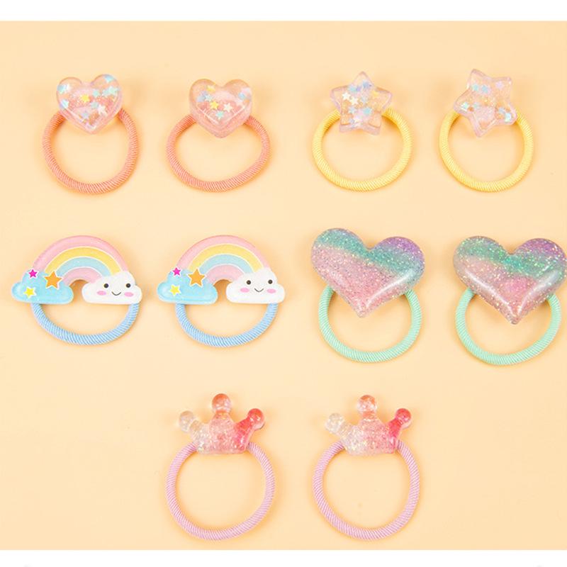 Rainbow Heart Star Hair Ties - Cute Infant & Toddler Accessories, Hair-Friendly Bands