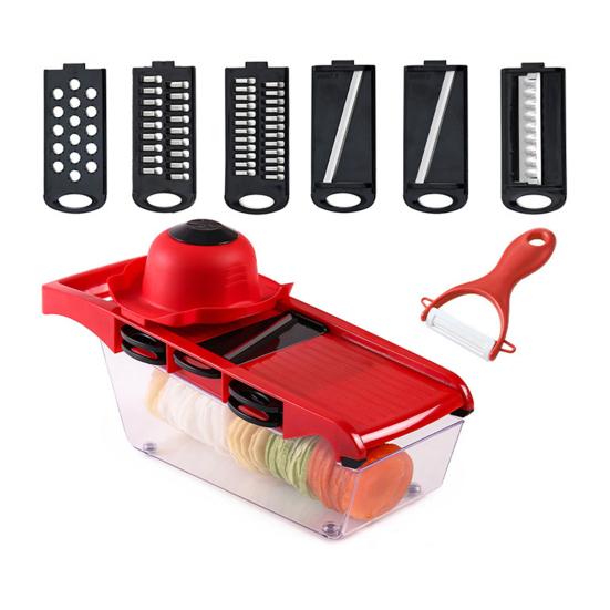 Multi-Function Vegetable Chopper with Hand Guard Manual Julienne & Slicer for Carrots Potatoes Cucumbers Essential Kitchen Tool for Home Cooking