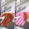 1pair Silicone dishwashing gloves for kitchen-clean household gloves necessary for dishwashing-magic gloves that can be waterpro