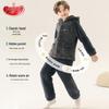Langsha Jungen Dickes Flanell Kapuzen-Pyjama-Set