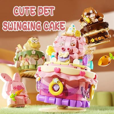 Cute Pet Teacup Cake Shaking Building Blocks Diy Animal Model Assembly Bricks Toys Desktop Decoration Children's Holiday Gifts