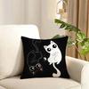 New Little Black Cat Cute Couple Cushion Cover Reversible Plush Pillow Cover Soft Fluffy Home Decor for Sofa Bedroom