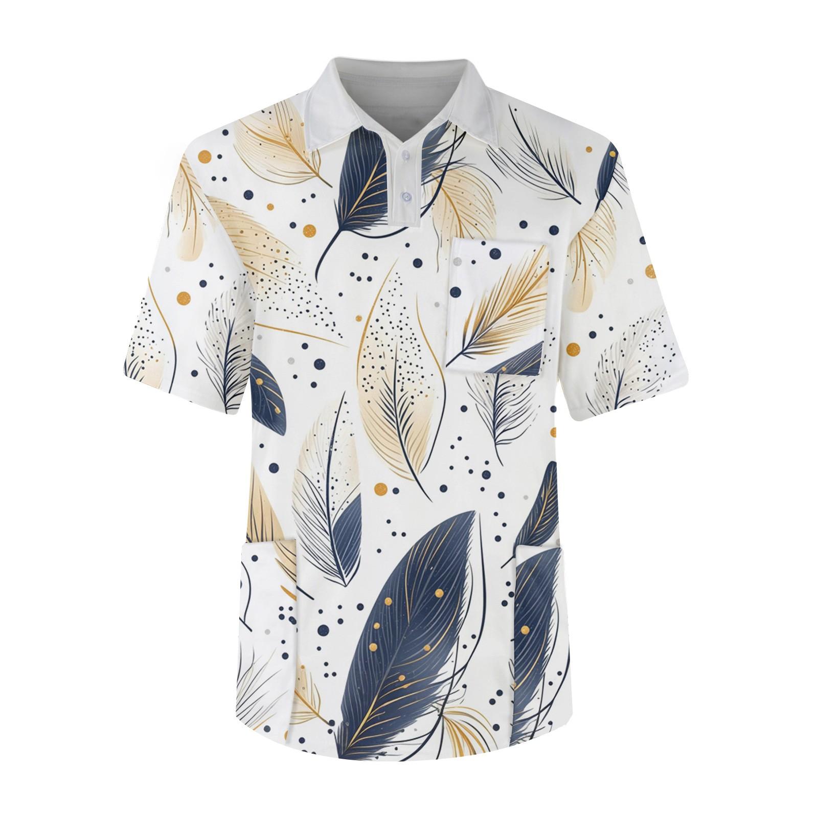 

Мужская футболка с коротким рукавом, пуговицами, лацканами, текстурированным принтом, нагрудным карманом, Dry-nurse XXL