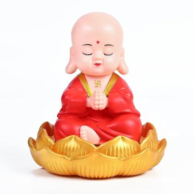 Autozubehör für Armaturenbrett – Solarbetriebene Namaste Buddha-Statue | Glückssymbol | Niedliche Solar-Mönchsdekoration |
