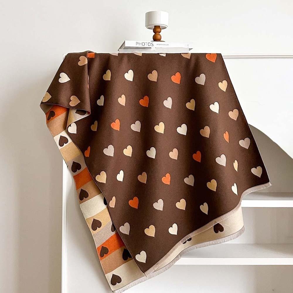 Soft Winter Warm Shawl Warm Faux Cashmere Wrap Colorful Knit Stole Korean Style Muffler Daily Wear