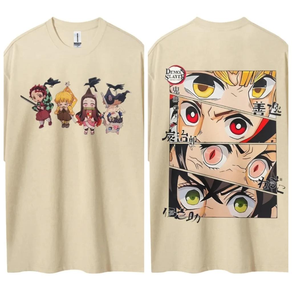 Hot Sale Demon Slayer Japanese Hot-blooded Anime Classic Loose Casual Oversized Short-sleeved Comfortable Soft Cotton Summer New Tee Oversized Top