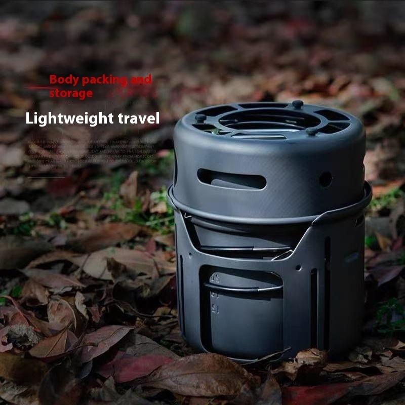 ALOCS Kuchenka kempingowa 3200W na zewnątrz - Wiatroodporny, kompaktowy system gotowania zagnieżdżany z garnkiem i palnikiem alkoholowym, backpacking/hiking