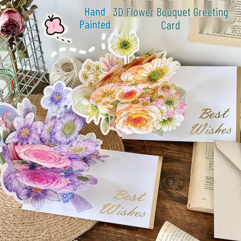 Creative Watercolor Flowers 3D Pop-up Card with Envelope - Perfect for Valentine's Day, Birthday, or Special Blessings