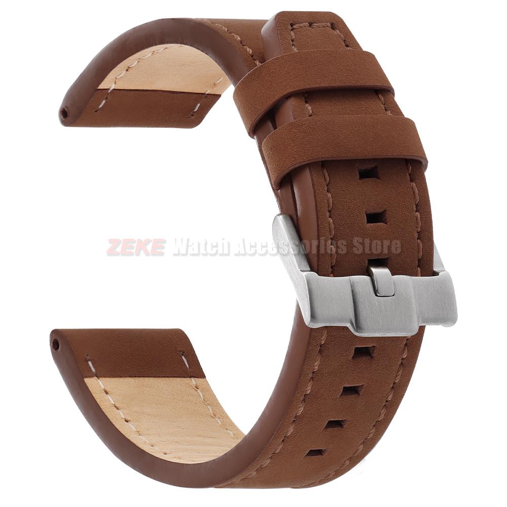 Vintage Matte Genuine Leather Watch Band for Omega for Rolex 18/20/22/24mm Black Brown Thick Straps Stitching Cowhide Wrist Belt