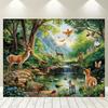 2D plane 1 piece of forest scene background cloth - deer foxes and birds suitable for all occasions