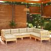 Day and Night - Day and Night Garden Furniture 7 Pieces and Cushions Solid Cream Pine Wood
