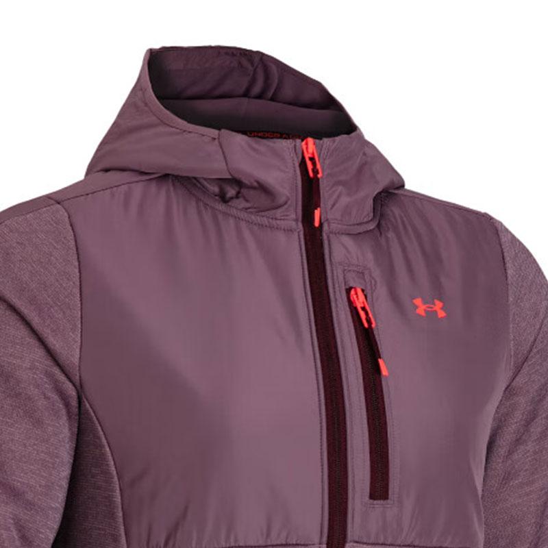 Under Armour Swacket Solid Color Spliced Outdoor Casual Hooded Jacket Women Jackets Purple 1382153-500