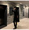 Men's Korean Style Mid-Neck Knit Sweater - Long Sleeve, Loose Fit, Solid Color, Autumn/Winter Layer