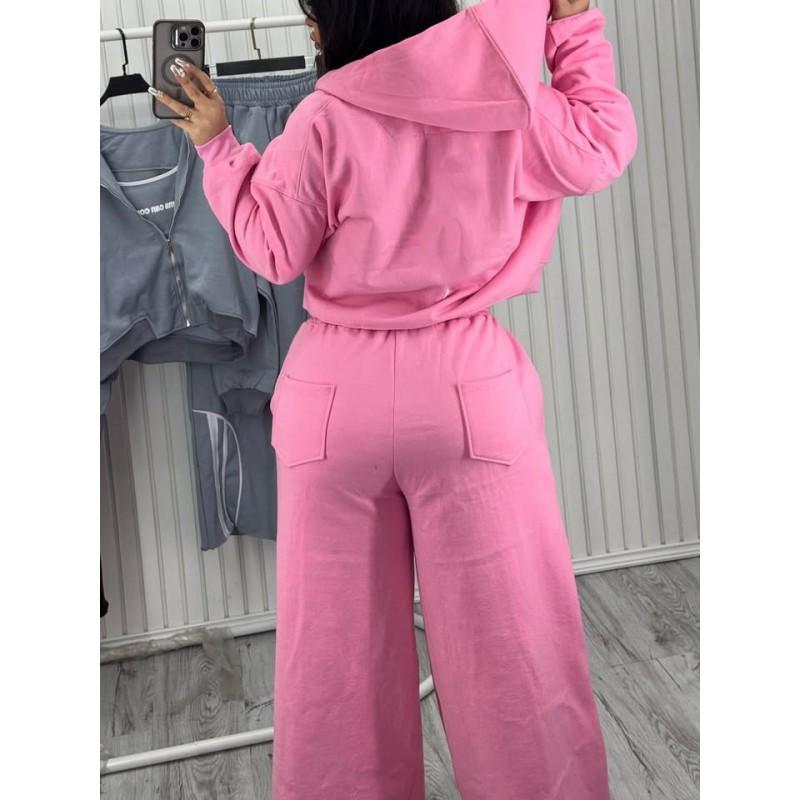 Womens Streetwear Hooded Two-Piece Set With Stripe Panel Detail Long Sleeve Open-Front Top Drawstring Pants