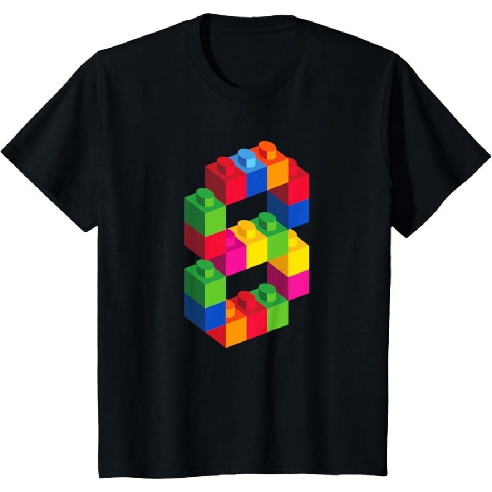 

8 Year Old Building Blocks Birthday T Shirt Bricks 8th Gift T-Shirt XXXXXL