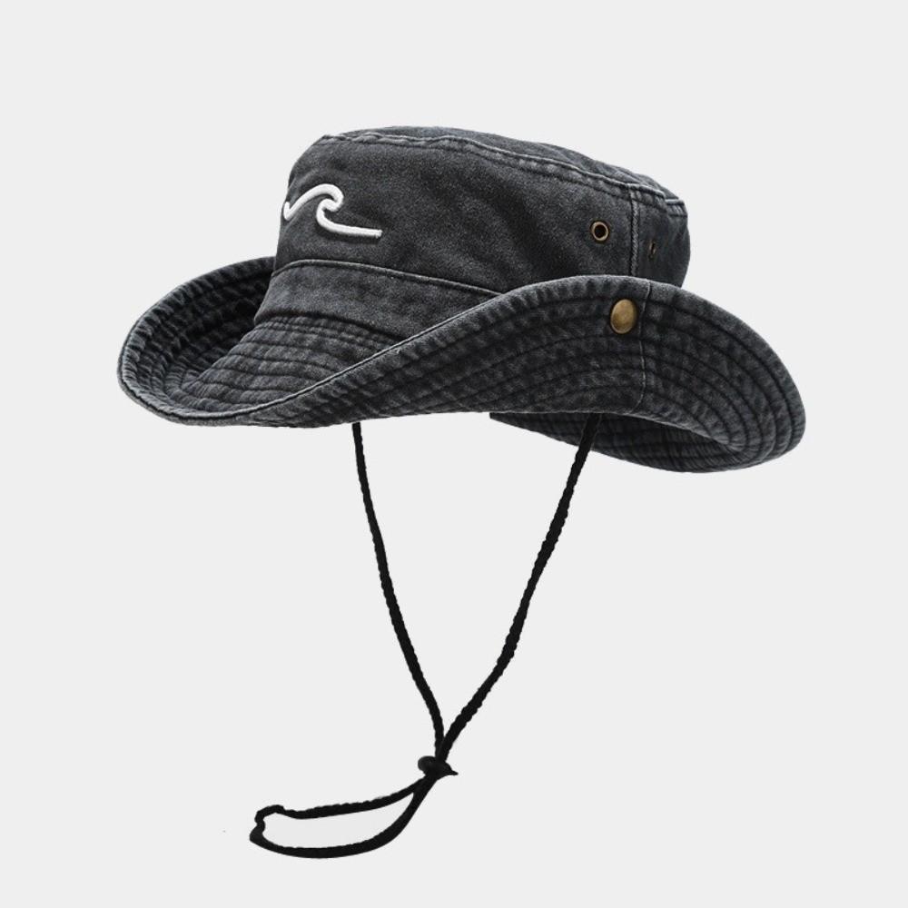 Cotton Bucket Hat Breathable Sunshade Design Sun Cap Sunscreen Protection Embroidered Pattern Fisherman Hat Camping Activities