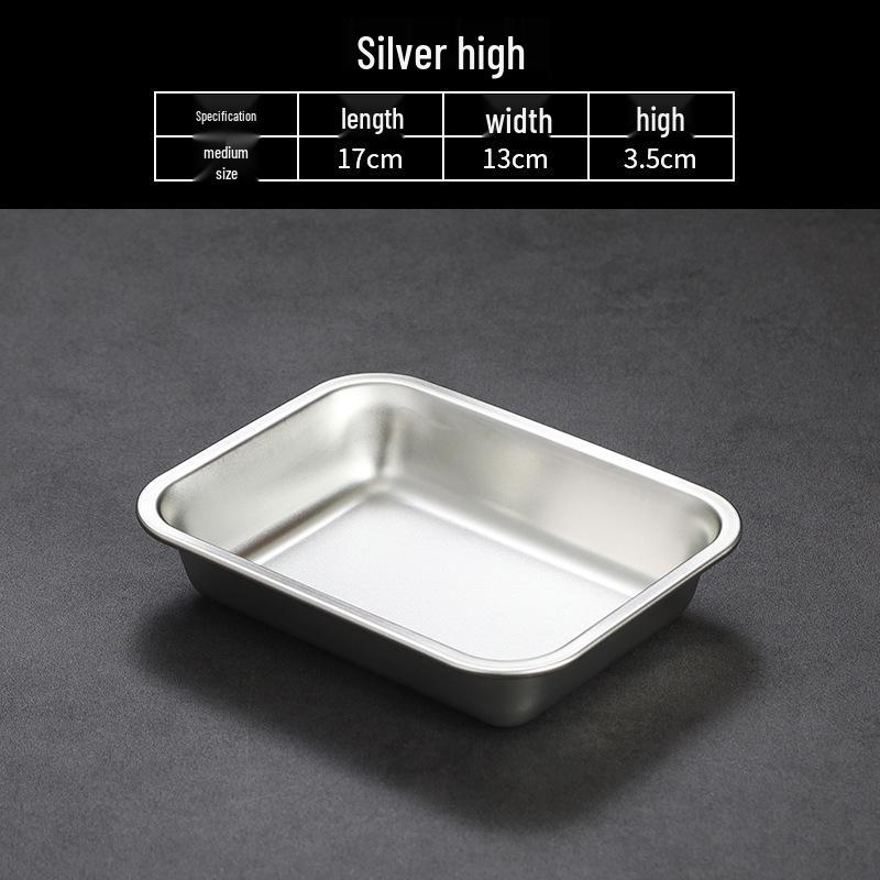 Korean Style Stainless Steel Square Golden Tray: Barbecue, Dumplings, Fast Food, Snacks, Hot Pot, Vegetables.