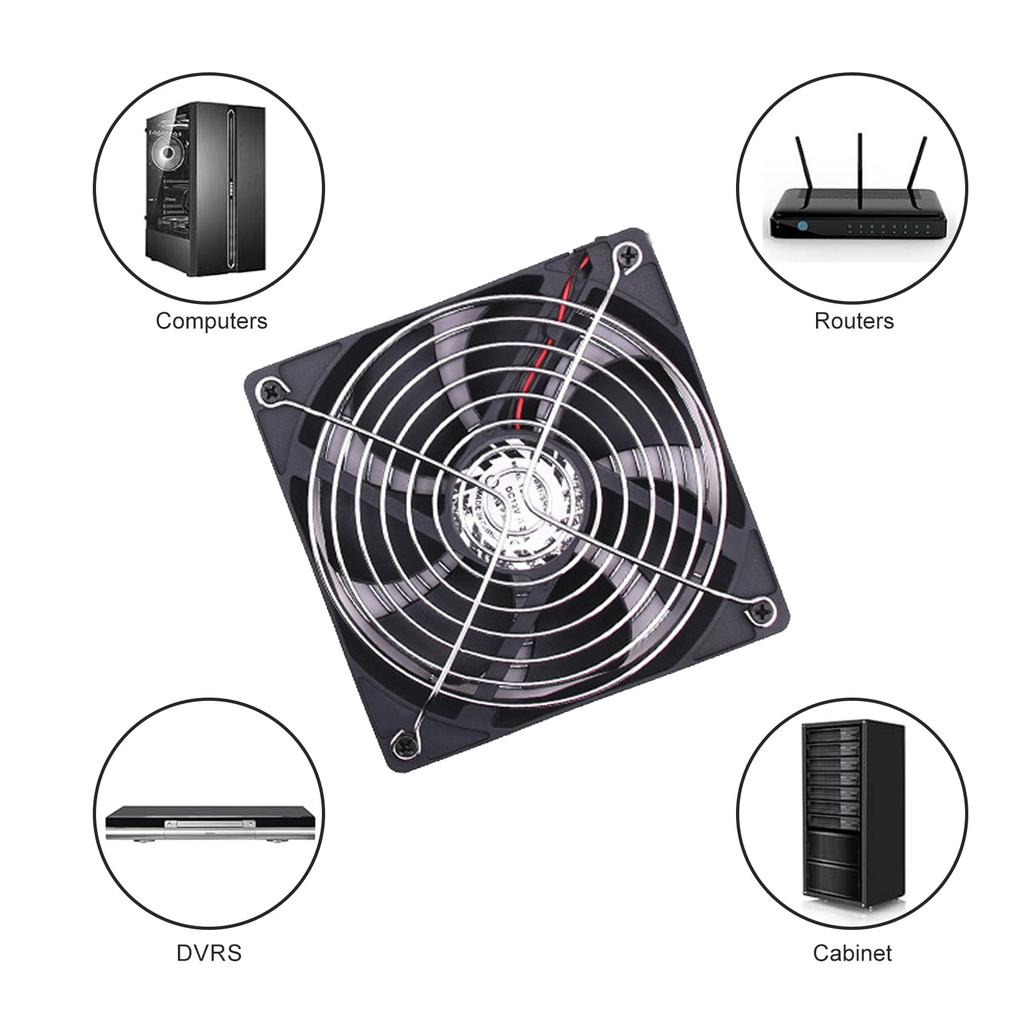 120mm Adjustable Speed Case Fan 220V 240V Fan 2750RPM and Protective Grill for PC and Electronics Cooling