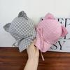 Fashion Cat Ears Baseball Cap Plaid Bow Tie Style Peaked Cap Breathable Simple Sun Hat Unisex Outdoor
