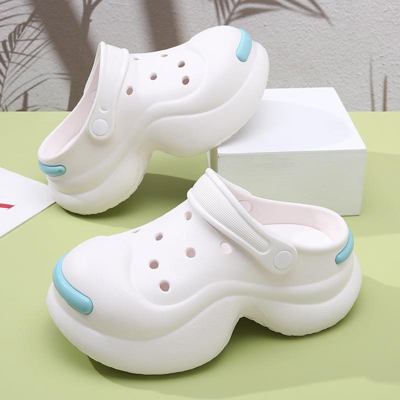 

Hole shoes heightening shoes women s outdoor wear non-slip thick-soled wear-resistant cool slippers non-smelly feet summer slippers 35-36 білий
