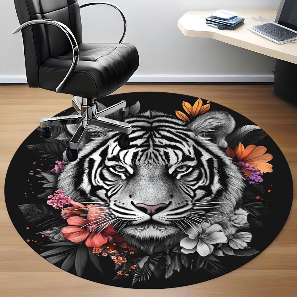 1pc Tiger Floral Decor Chair Carpet for Office Non-Slip Mat for Office - Decorative Floor Mat  Yy251030212